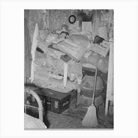 Interior Of Tenant Farmer S Bedroom, Arkansas River Bottoms Near Vian, Oklahoma By Russell Lee Canvas Print