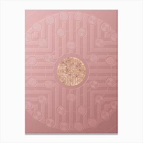Geometric Gold Glyph Abstract on Circle Array in Pink Embossed Paper n.0135 Canvas Print