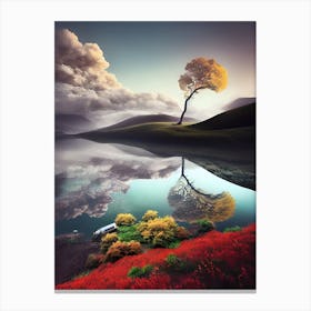 Tree In A Lake Canvas Print