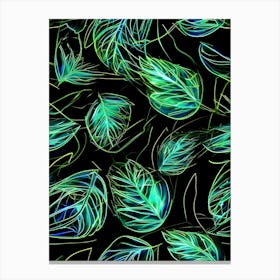 Neon Leaves Canvas Print