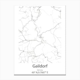 Gaildorf,Germany Minimalist Map Canvas Print