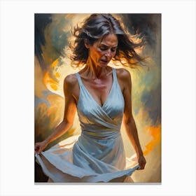 Woman In A White Dress 1 Canvas Print