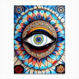 Mandala With An Eye, Symbol, Third Eye Rothko Neutral Canvas Print