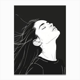 Girl With Long Hair Drawing Illustration Canvas Print
