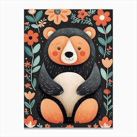 Floral Cute Baby Bear Nursery (4) Canvas Print