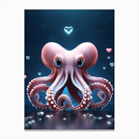 Octopus With Hearts Canvas Print