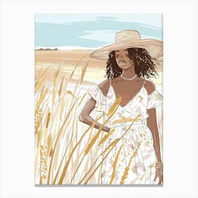 Woman In Wheat Field Canvas Print