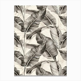 Black And White Banana Leaves 1 Canvas Print