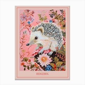 Floral Animal Painting Hedgehog 3 Poster Canvas Print