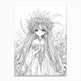 Flower Girl Cool Illustration Canvas Print