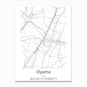 Oyama,Japan Minimalist Map Canvas Print