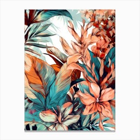Tropical Floral Pattern flowers nature 1 Canvas Print