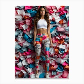 Girl In Printed Leggings Canvas Print