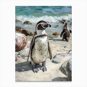Adlie Penguin Boulders Beach Simons Town Oil Painting 3 Canvas Print
