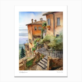 Montepulciano, Tuscany, Italy 2 Watercolour Travel Poster Canvas Print