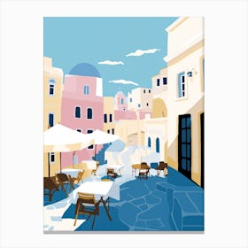 Santorini, Greece, Flat Pastels Tones Illustration 2 Canvas Print