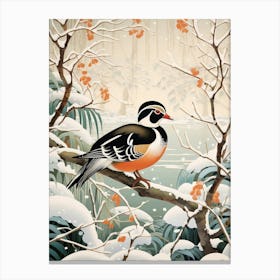 Winter Bird Painting Wood Duck 4 Canvas Print