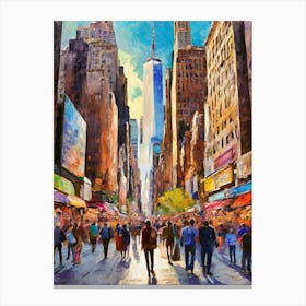 Bustling Times Square In The Heart Of New York City Canvas Print