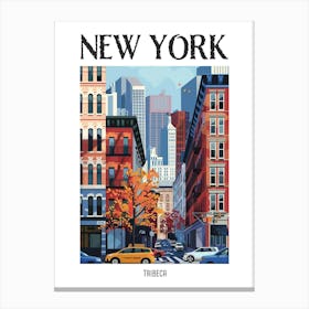 Tribeca New York Colourful Silkscreen Illustration 4 Poster Canvas Print