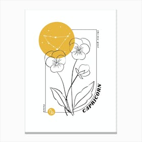 Capricorn Birth Flower & Zodiac Sign Canvas Print