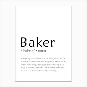 Baker Definition Poster - Dictionary Canvas Print