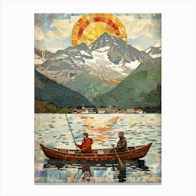 Two People In A Canoe Canvas Print