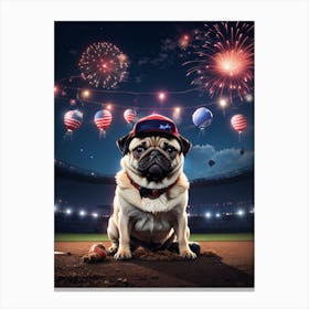 Baseball Pug USA Canvas Print