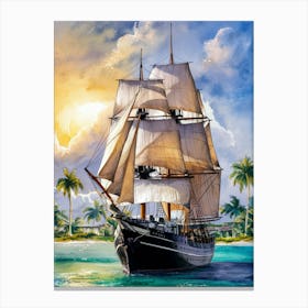 Sailing Ship In The Ocean Canvas Print