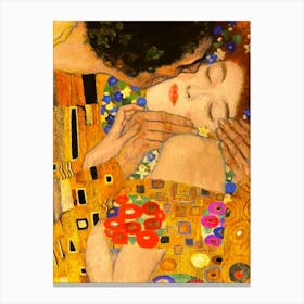 Gustav Klimt, The Kiss, Close Up Detail HD Canvas Print