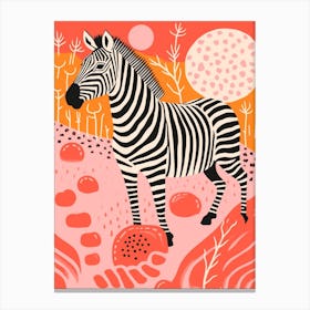 Zebra In The Wild Linocut Inspired 2 Canvas Print