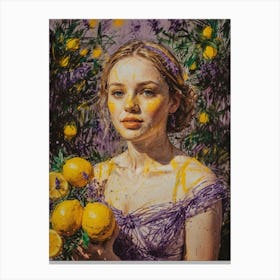 Girl With Lemons Canvas Print