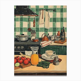In The Kitchen Retro Illustration 1 Canvas Print