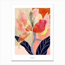 Colourful Flower Illustration Poster Rose 4 Canvas Print