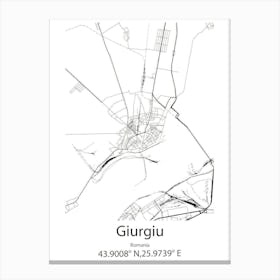 Giurgiu,Romania Minimalist Map Canvas Print