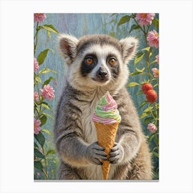 Ice Cream Cone Lemur no2 Canvas Print