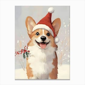 Santa Corgi Canvas Print