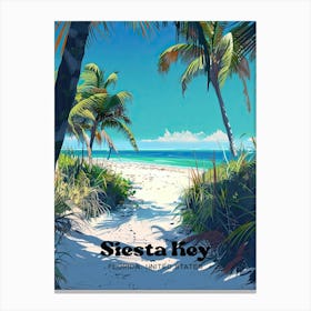 Siesta Key Florida Sumer Beach Digital Travel Illustration Canvas Print