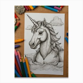 Unicorn In The Water Canvas Print