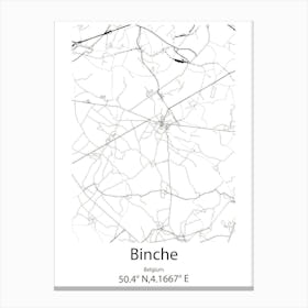 Binche,Belgium Minimalist Map Canvas Print