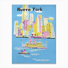 Nueva York, New York Vintage Travel Poser Canvas Print