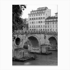 Roman Bridges | Black and White Photography Canvas Print