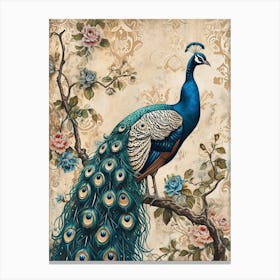 Kitsch Ornamental Peacock 3 Canvas Print