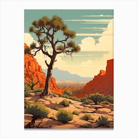  Retro Illustration Of A Joshua Tree In Rocky Landscape 2 Canvas Print