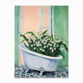 A Bathtube Full Lily Of The Valley In A Bathroom 2 Canvas Print