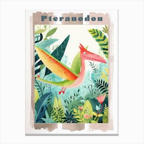 Pteranodon Dinosaur Cute Watercolour 3 Poster Canvas Print