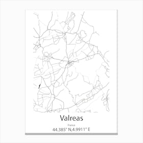 Valreas,France Minimalist Map Canvas Print