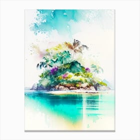 Mamanuca Islands Fiji Watercolour Pastel Tropical Destination Canvas Print