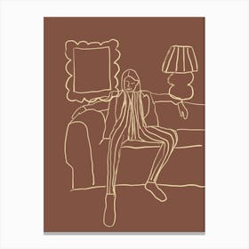 Woman Sitting On A Couch Canvas Print