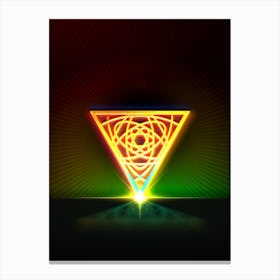 Neon Geometric Glyph in Watermelon Green and Red on Black n.0169 Canvas Print