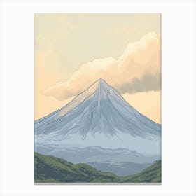 Mount Katahdin Usa Color Line Drawing (4) Canvas Print
